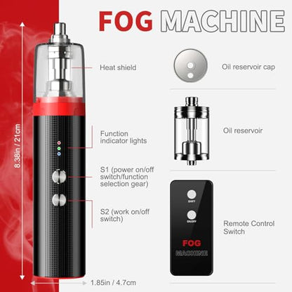 Portable Mini Fog Machine, 3 Adjustable Modes, Handheld Fog Machine with Remote Control Fogger for TikTok Live Streaming, Youtube Short Videos, Photography and Parties, Model Smoke L
