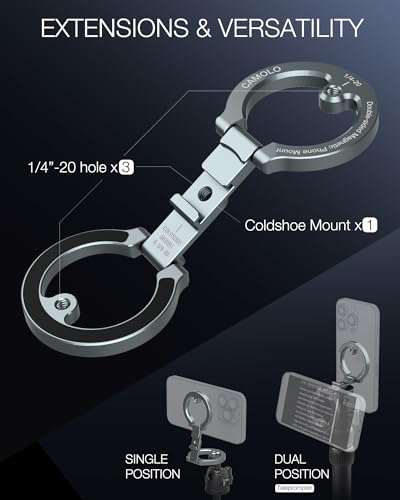 Dual Magnetic Phone Holder Compatiable with Magsafe for iPhone 16 15 14 13 12 Pro Max Plus Series, 1/4" Screw Tripod Mount, Gym Magnetic Phone Stand Travel(Silver) - color: Silver