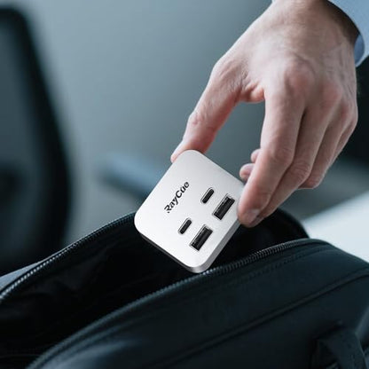 RayCue MiniPack Expansion Dock for Mac mini M4 | 6-Port USB-C Hub with Dual 10Gbps Adapters, 2 * 10G USB-C/ 2 * 10G USB-A/SD TF 3.0 Card Reader | High-Speed Data Transfer & Multi-Device Connectivity