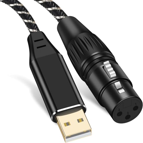USB Microphone Cable, 16FT XLR to USB Cable,XLR Female to USB A Mic Link Converter Cable for Microphones or Recording Karaoke Sing - color: Silver, size: 16Feet