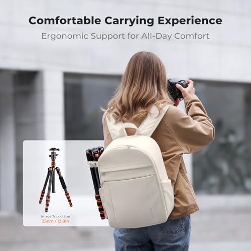 K&F CONCEPT Camera Bag Backpack, Professional DSLR/SLR/Mirrorless Camera Backpack, Photography Camera Case with Tripod Holder & Rain Cover Compatible with Canon/Sony/Nikon/FUJIFILM - color: 04-beige