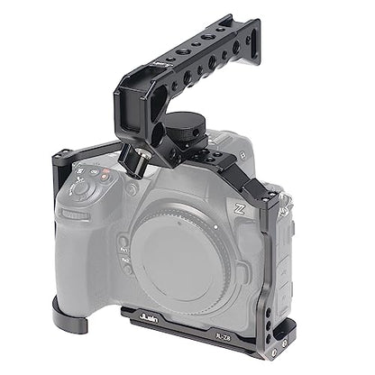 Z8 Cage Support, Hersmay Video Stabilizer Camera Cage with Top Handle for Nikon Z8 Camera Cage Accessories DSLR Rig with Cold Shoe,Handle Locating Holes,Multiple 1/4" 3/8" Screw Holes