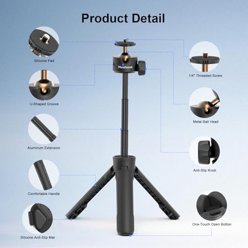 Extendable Mini Camera Quick Release Tripod, One Click Quick Open Desktop Stand for DJI Osmo Pocket 4/3, 360° Ball Head Vlog Travel Selfie Stick Handle Grip for DSLR DJI Osmo Action - color: T1016