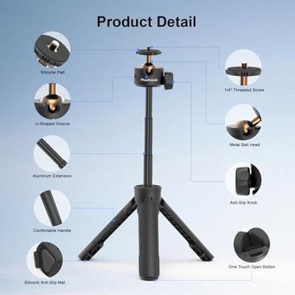 Extendable Mini Camera Quick Release Tripod, One Click Quick Open Desktop Stand for DJI Osmo Pocket 4/3, 360° Ball Head Vlog Travel Selfie Stick Handle Grip for DSLR DJI Osmo Action - color: T1016
