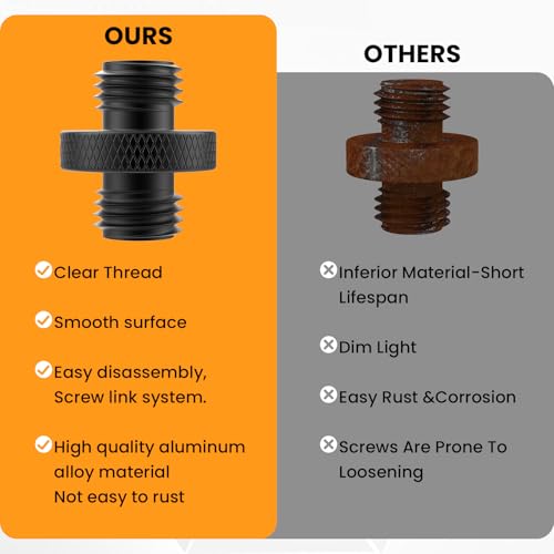 3/8" Male to 3/8" Male Threaded Tripod Screw Adapter, 2 Pcs Standard Mounting Thread Converter, Double Head Stud for Camera Mount (Black) - size: 3/8" Male to 3/8" Male