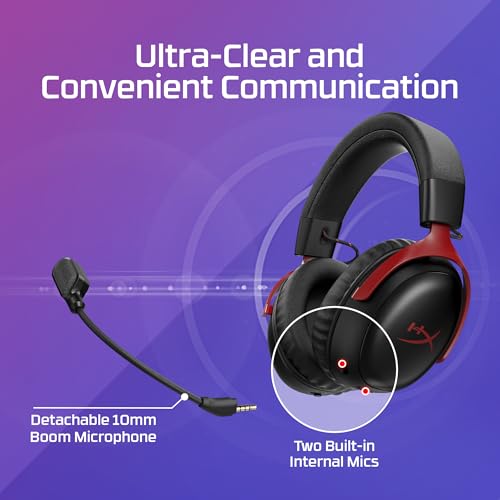 HyperX Cloud III S – Wireless Gaming Headset for Multi-Platform, 2.4GHz, Bluetooth, Battery Life up to 120 Hours 2.4GHz / 200 Hours Bluetooth, 53mm Angled Drivers, Detachable Mic – Black - color: Black