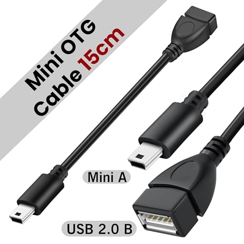 SaiTech IT Mini USB OTG Adapter Cable Black | USB A Female to Mini USB B OTG adapter cable, Compatible with Digital Cameras. - size: 1 Pack