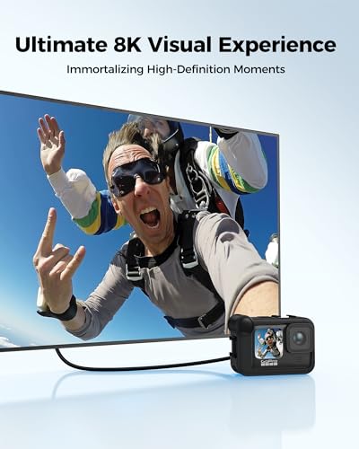 Silkland 8K 4K Micro HDMI to HDMI Cable 1ft, Short Micro HDMI 2.1 Adapter [8K@60Hz, 4K@240Hz 144Hz 120Hz] 6K 5K 48Gbps HDR, Compatible for Samsung G8,G9, Camera, Raspberry Pi 5 4, GoPro Hero, Cam Link - size: 1 Feet