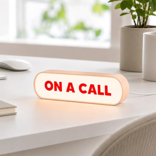 ON A CALL Sign Light Box, Do Not Disturb Meeting In Progress Indicator Lamp, Video Conference, Zoom, Webcam Live Streaming, Gaming Room Decor, USB Powered Warning Light