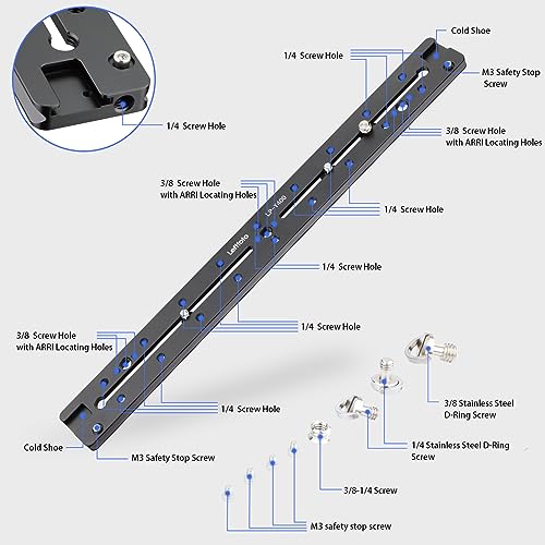 LEFTFOTO 400mm Lengthened Quick Release Double Dovetail Slide Rail Universal QR Plate, with ARRI Locating Hole, 1/4" & 3/8" Threads, Cold Shoe - for DSLR Camera Tripod Ballhead - size: 400mm