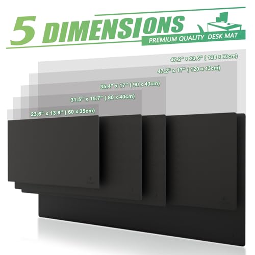 K KNODEL Large Office Leather Desk Mat, Mouse and Keyboard Pad, Computer and Laptop Mat, Desktop Protector and Cover, Writing Pad and Blotter (35.4"x17", Black) - color: Black, size: 35.4" x 17"