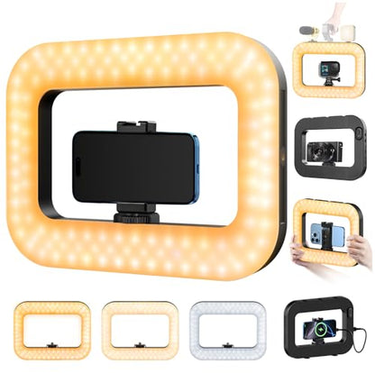 yAyusi Cell Phone Light for Video Recording, Handheld Phone Stabilizer with Light, 8000mAh LED Selfie Phones Ring Light with Phones Holder, Smartphone Video Rig for Camera, Action Camera, Vlog, TikTok - size: Clip