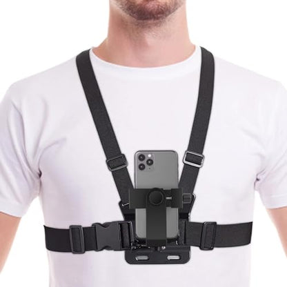 Phone Chest Strap Mount for POV/VLOG Videos, Chest Harness Holder Compatible with iPhone 13 12 11Pro Max Plus,Samsung,GoPro Hero 9, 8, 7, 6,AKASO,Action Camera and Cell Phone Video Shoot Accessories 1