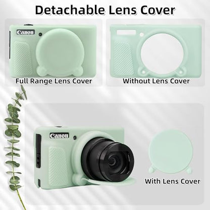 Camera Case for Canon PowerShot SX740/ SX730 Digital Camera,SX740 HS Case, Soft Silicone Protective Case Removable Lens Cover,Comes with 2 Screen Protectors and 1 Wrist Strap. (Green Jelly) - color: Green Jelly