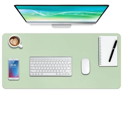Boutilon Leather Desk Pad Protector,Non-Slip Mouse Pad,Laptop Desk Pad,Office Mouse Mat,Waterproof Leather Desk Blotter,Desk Writing Pad for Office and Home (S-Green,24"x 14") - color: Green, size: 14" x 24"