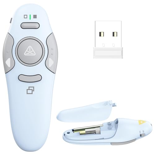 QUI Presentation Clicker Wireless Presenter Remote Clicker for PowerPoint Presentation Remote, PowerPoint Slide Advancer for Mac/Windows/Google Slide/Keynote, Blue, A - color: Blue