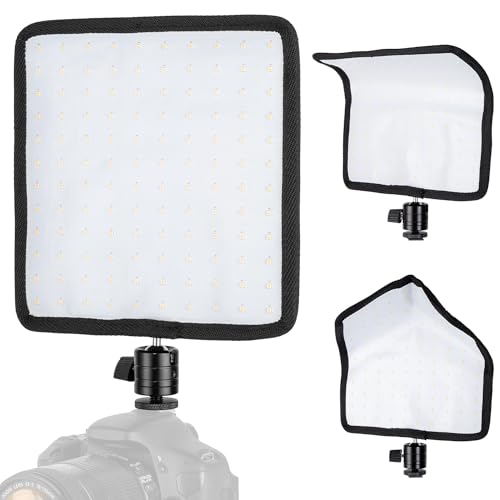 Fomito Foldable Flexible LED Video Light Panel, Dimmable On-Camera Soft Lighting,5600K CRI95, Splash-Proof for Studio Photography, Video Recording, Live Streaming, RX-8Ts Kit - size: 5600K