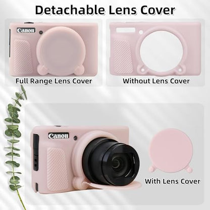Camera Case for Canon PowerShot SX740/ SX730 Digital Camera,SX740 HS Case, Soft Silicone Protective Case Removable Lens Cover,Comes with 2 Screen Protectors and 1 Wrist Strap. (Jelly Pink) - color: Jelly Pink