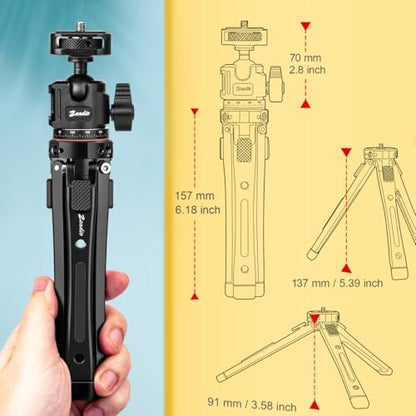 Zeadio Heavy Duty Metal Tripod Kit, Universal 1/4" Screw Adapter Tripod Mount with Phone Holder & Action Cam Adapter for Cell Phone, Camera, Gimbal, Action Cam, Travel Vlogging etc - style: Standard Ball Head
