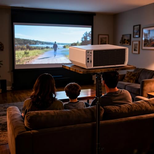 ETHU Laptop Floor Stand Adjustable Height, One-Hand Adjustment Projector Stand Tripod with Safety Lock, Heavy Duty Laptop Stand for Home Office Studio, Walnut - color: Walnut & Black