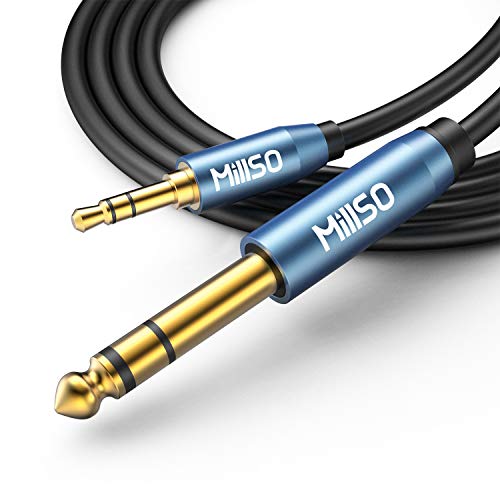 MillSO 6.35mm Male 1/4 to 3.5mm Male 1/8 TRS Stereo Audio Cable (8 ft), Headphone Adapter 1/8 to 1/4 Adapter for Guitar, Piano, Amplifiers, Home Theater Devices, or Mixing Console - 8 Feet - color: Sapphire blue, size: 8 Feet