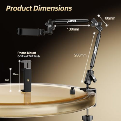 EMART 21”Magic Arm Clamp Kit,Overhead Desk Camera Mount with 1/4”&3/8” Screw,Articulating Desktop Boom Arm Compatible with Webcam/Monitors/Mics for Streaming/Recording