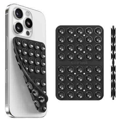 Klearlook Silicone Suction Cup Phone Case Mount Double Sided, Silicon Sticky Phone Grip with Higher Suction for Cell Phone, Hands-Free Phone Accessories Holder for Selfies and Videos, Black - color: Clasic Black