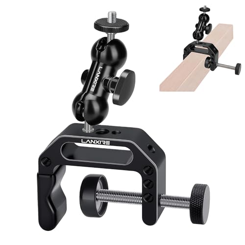 Camera Clamp Mount C Clamp with Magic Arm - Perfect for Fence, Desk, Tripod, Monitor, Light, GoPro, Insta360, DSLR - Essential Tool for Outdoor Projects, Broadcasting, Photography