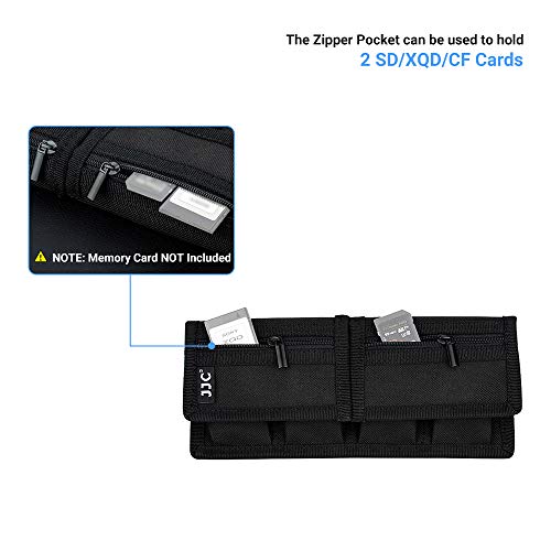 (6 Pockets) Camera Battery and SD Card Pouch Holder for 18650 x 8, AA, LP-E6N LP-E6NH LP-E17 EN-EL14 EN-EL15 NP-FW50 NP-FZ100 NP-W126S Battery,Suitable for Canon M50 Mark II 5DM4 6DM2 80D Sony A7R IV - size: 4 Battery Slots + 2 Zipped Pockets