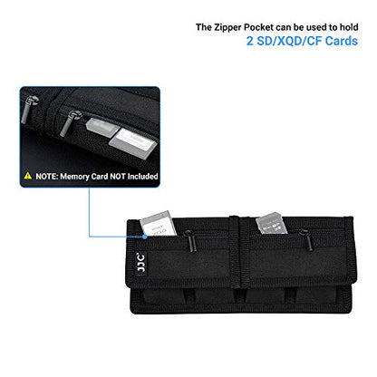 (6 Pockets) Camera Battery and SD Card Pouch Holder for 18650 x 8, AA, LP-E6N LP-E6NH LP-E17 EN-EL14 EN-EL15 NP-FW50 NP-FZ100 NP-W126S Battery,Suitable for Canon M50 Mark II 5DM4 6DM2 80D Sony A7R IV - size: 4 Battery Slots + 2 Zipped Pockets