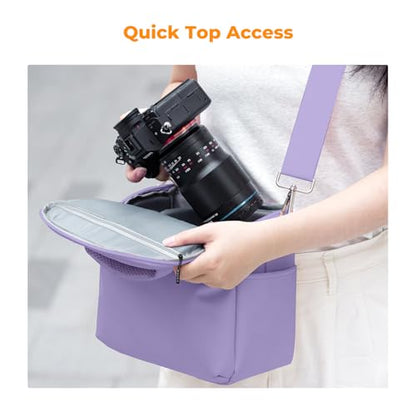 K&F CONCEPT Camera Sling Bag Small Crossbody Camera Case DSLR/SLR/Cute Compact Shoulder Photography Bags for Photographers-Purple - color: 08-purple