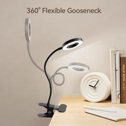 2 Pack LED Clip on Desk Lamp, Metal 360 Adjustable Neck Eye-Caring Clamp Lamp with Memory Function, 3 Color Modes & 10 Brightness Levels for Home, Office, Dorm, Bedroom - style: Clip-on Desk Lamp-2Pcak