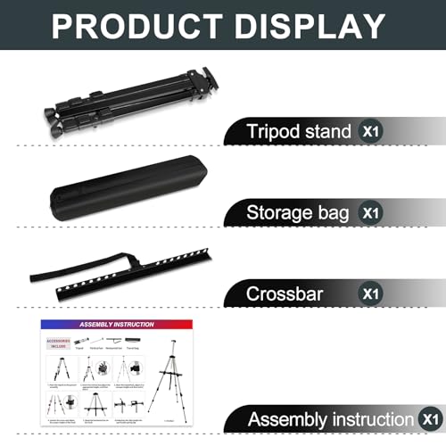 AROIC 8 Pack Painting Display Easel Stand Portable Adjustable Metal Tripod Artist Canvases Height from17to66Inch Extra Sturdy forTable-Top/Floor Painting, Drawingand Displaying,Black with8Storage Bag - style: 8P