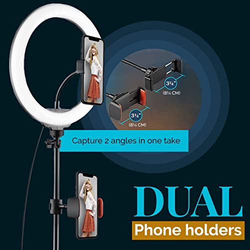 GearLight 12" LED Ring Light Stand and Phone Holder - Selfie Light Tripod w/Adjustable Height and Lighting Modes for TikTok, YouTube, Zoom, Video Recording, Computer, Makeup & Photography - size: 12" with Tripod