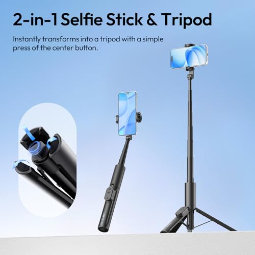 ULANZI Phone Tripod, SK26 40" Portable Selfie Stick for iPhone, 2 in 1 Adjustable Tripod with Bluetooth Remote Cold Shoe Mount, Portable Phone Stand Lightweight for Travel Photo Video Stream Vlog - size: 40"-Phone Clamp