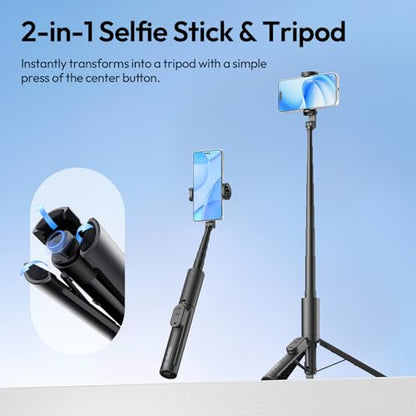 ULANZI Phone Tripod, SK26 40" Portable Selfie Stick for iPhone, 2 in 1 Adjustable Tripod with Bluetooth Remote Cold Shoe Mount, Portable Phone Stand Lightweight for Travel Photo Video Stream Vlog - size: 40"-Phone Clamp