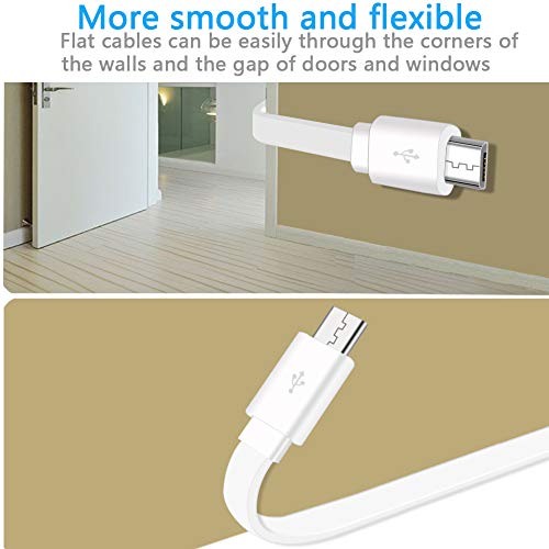 SCOVEE 2-Pack 10FT USB Power Extension Cable for Wyze Cam,WyzeCam Pan,YI Home Camera,Nest-Cam Indoor,Oculus Go,Netvue,KasaCam,Furbo Dog,Blink,Flat USB to Micro USB Charging Cord for Wyze-Cam v3 v2