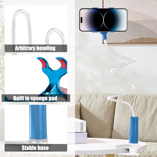 360-Degree Rotating Phone Stand, Adjustable Phone Holder for Desk, Flexible Phone Mount for Video Calls and Watching Videos - color: Blue