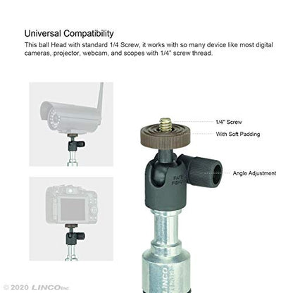 LINCO Selfie Stick Cell Phone Stand for Video Call and Conference, 360 Degree Ball Head, 63 Inches Compact Tripod Stand for Apple & Android Devices, C004B 1 Set