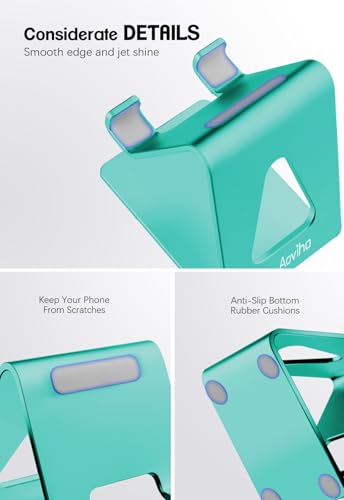 Aoviho Desk Cell Phone Stand - Aluminum Phone Holder Cradle Dock for iPhone 13 12 Pro 11 X Xs Max 8 7 6 6s Plus SE 5 5s Samsung, All Smart Phones 4-10 Inch, Fresh Green - color: Fresh Green