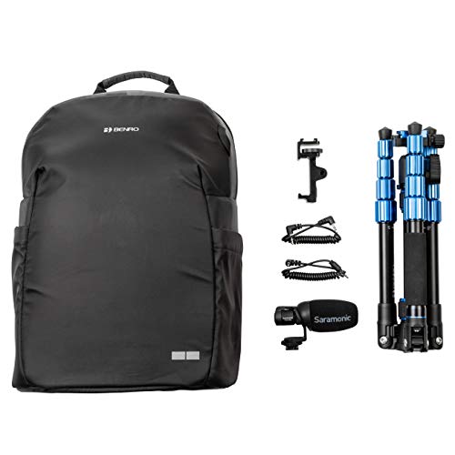 Saramonic Roadieographer Audio/Video YouTube Facebook Instagram Content Creation Kit w/Backpack, Benro Tripod, Phone Clamp, and Saramonic Condenser Mic w/Cables (ROADIEOGRAPHER2)