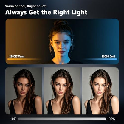 UBeesize Ring Light for Phone, 8000mAh Selfie Light with Detachable Handheld Grip, Smartphone Video Rig, 2900-7000K Dimmable Phone Light for Video Recording, Vlog, TikTok, YouTube, Live Streaming - size: 12in