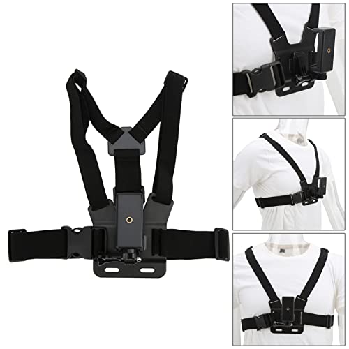 Qiilu Chest Harness Phone, Mobile Phone Chest Mount Adjustable Cellphone Selfie Chest Mount Harness Strap Holder with Cell Phone Clip Holder Compatible with Most Smartphones