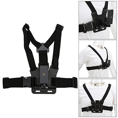 Qiilu Chest Harness Phone, Mobile Phone Chest Mount Adjustable Cellphone Selfie Chest Mount Harness Strap Holder with Cell Phone Clip Holder Compatible with Most Smartphones