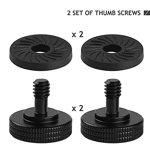 2 Set Thumb Screw Camera Quick Release Adapter with Rubber Pads, Tripod Screw Rubber Washers 1/4" Female to 1/4" Male Thumbscrew L Bracket Mount Thread for Camera Mounting Plate Frgyee