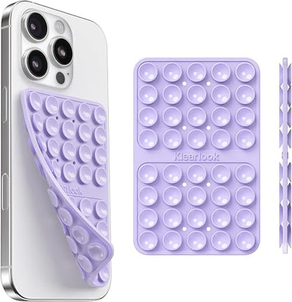 Klearlook Silicone Suction Cup Phone Case Mount Double Sided, Silicon Sticky Phone Grip with Higher Suction for Cell Phone, Hands-Free Phone Accessories Holder for Selfies and Videos, Lavender - color: Lavender