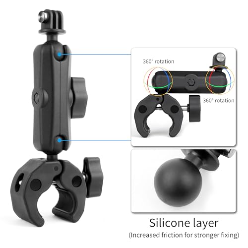 SOONSUN Super Clamp Mount with Dual 360° Ball Heads & Phone Holder, Heavy-Duty Camera Clamp Mount for GoPro Hero 13 12 11 10 9, Insta360, DJI Osmo, DSLR, Smartphones & Action Cameras