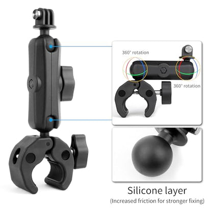 SOONSUN Super Clamp Mount with Dual 360° Ball Heads & Phone Holder, Heavy-Duty Camera Clamp Mount for GoPro Hero 13 12 11 10 9, Insta360, DJI Osmo, DSLR, Smartphones & Action Cameras