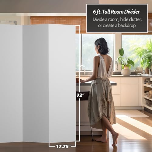6 ft. Tall White Temporary Cardboard Folding Screen - 4 Panel - size: 6 ft Tall - 4 Panel