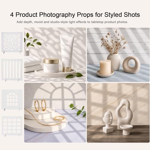 Product Photography Backdrops Kit, 16.5 x 11.7 inch, 22 Designs | 11 Double-Sided Photo Backdrops with 4 shadow props for food photography, jewelry, handmade products and UGC content.